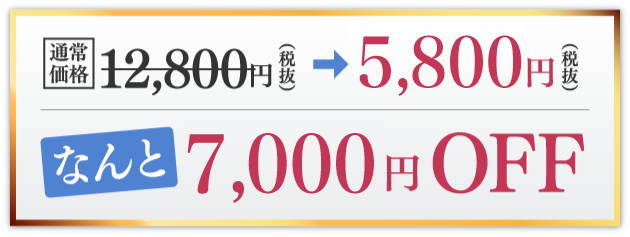 通常価格12,800円（税抜）→9,800円（税抜）なんと3,000円OFF